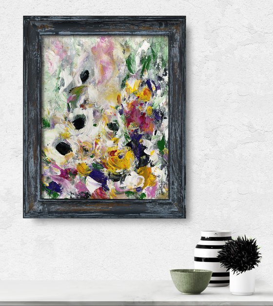 Shabby Chic Charm 32 - Framed Floral art in Painted Distressed Frame by Kathy Morton Stanion