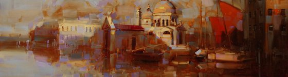 Venice in Gold Original oil painting  Handmade artwork One of a kind Large Size