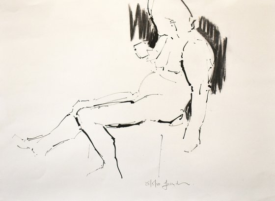 Study of a female Nude - Life Drawing No 623
