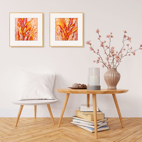 Set of 2 «Flaming Blooms»