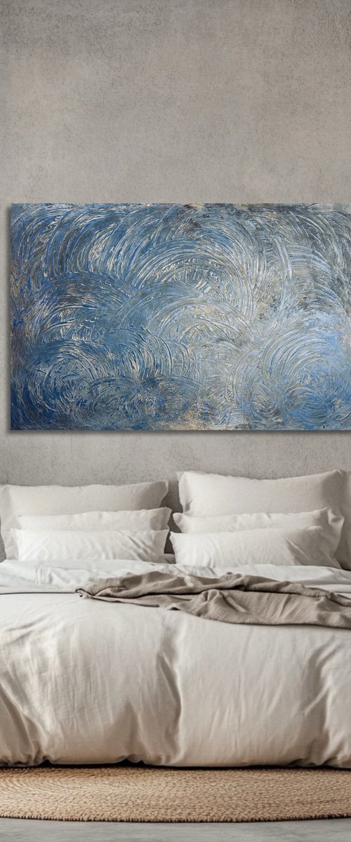 Blue waves 80x120x2 cm by Exclusive Arts