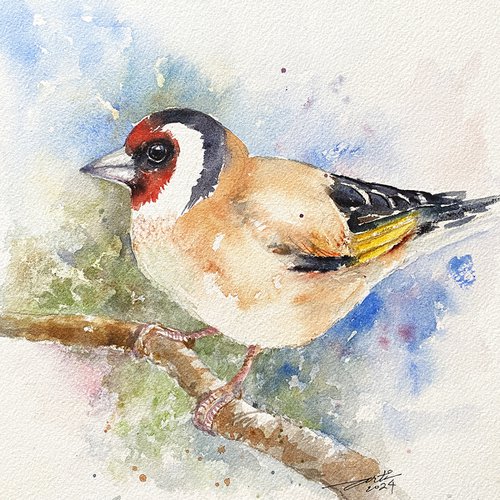 Goldfinch Perched by Arti Chauhan