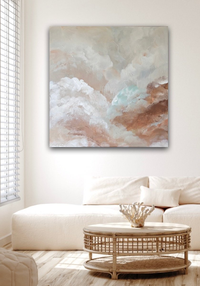 Abstract Landscape Acrylic Painting By Ivana Gigovic, 35 X 35, Morning Echo, Original Artwork