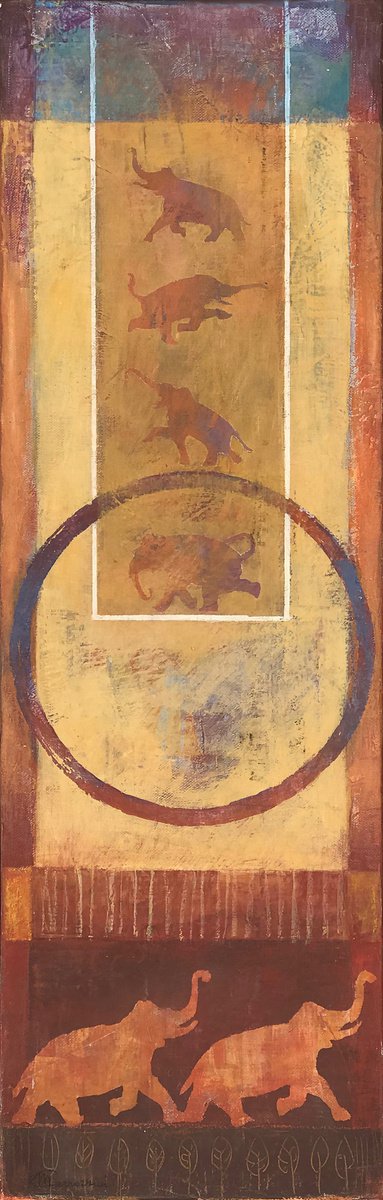 Graphic Painting , Totem 1 By Marcello Carrozzini, 9 X 28, Artwork For Sale On Artfinder