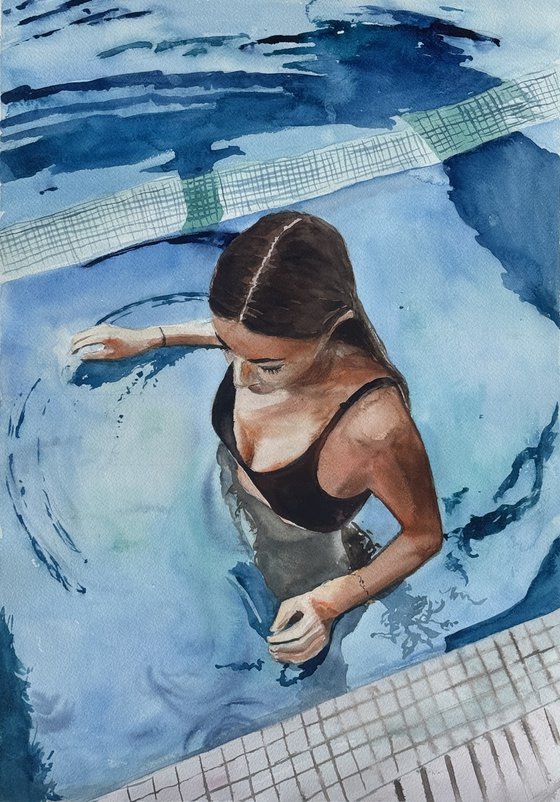A girl in swimming pool