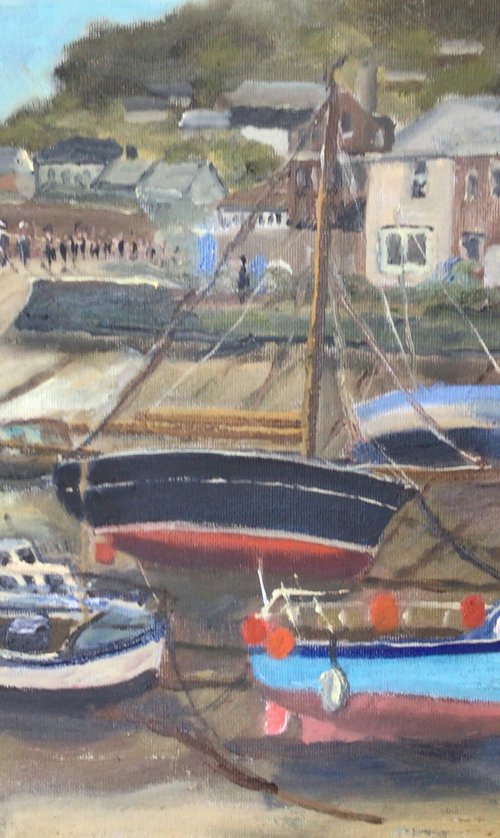 The harbour at Mousehole, an oil painting. by Julian Lovegrove Art