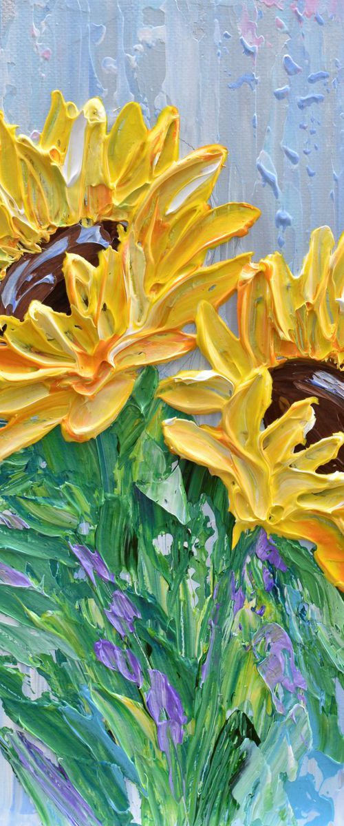 Sunflower on Blue II by Olga Tkachyk