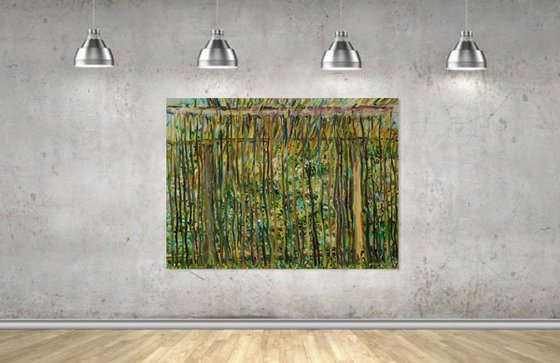 SUMMER GARDEN - Landscape art, original oil painting, large size, interior art