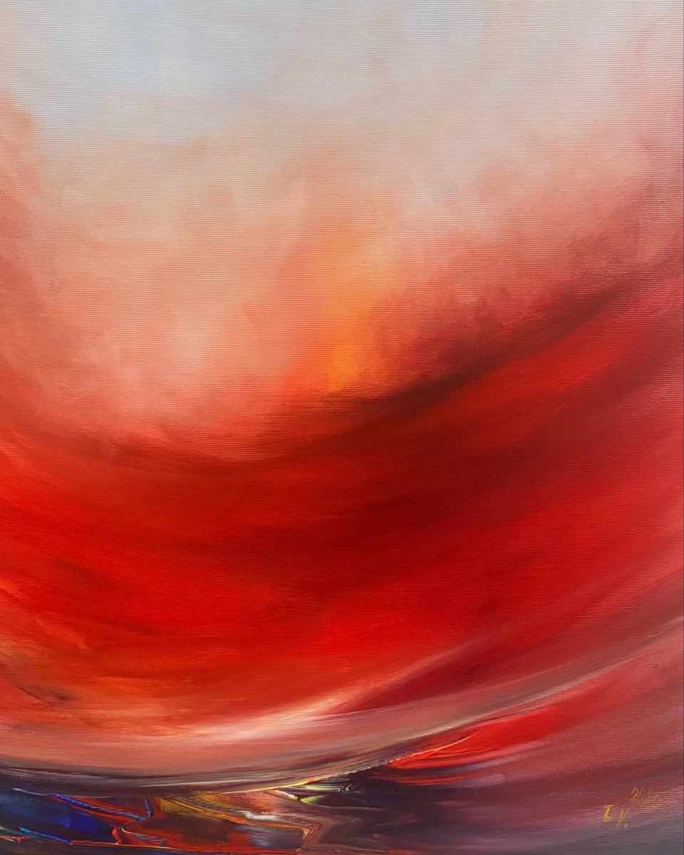 Abstract Landscape Acrylic Painting By Timea Valsami, 16 X 20", Planet Chaos, Original Artwork