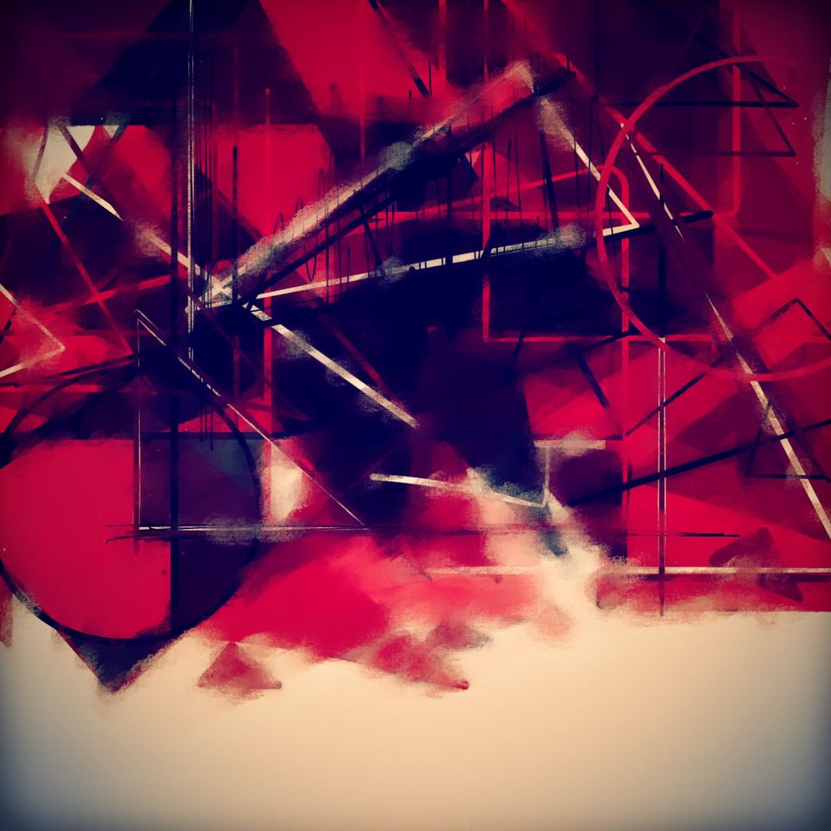 Abstract Print By Shabs Beigh, 20 X 20", Kites 2, Original Artwork