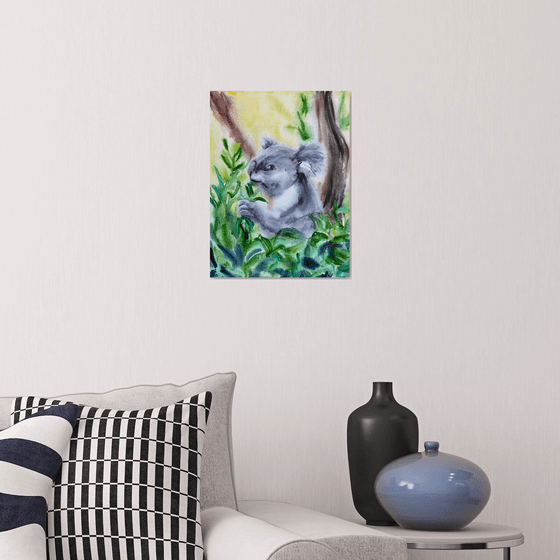 Koala Original Watercolor Painting, Australian Bear Picture, Animal Illustration, Cute Wall Art