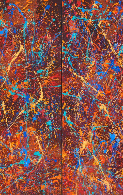 Color Chaos Diptych by Nancy Eckels