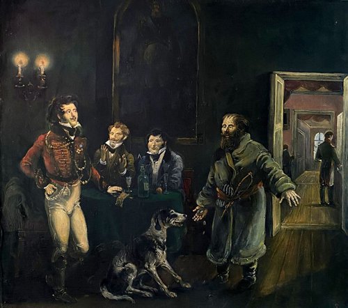 Portrait of two hussars and Tolstoy by Oleg and Alexander Litvinov