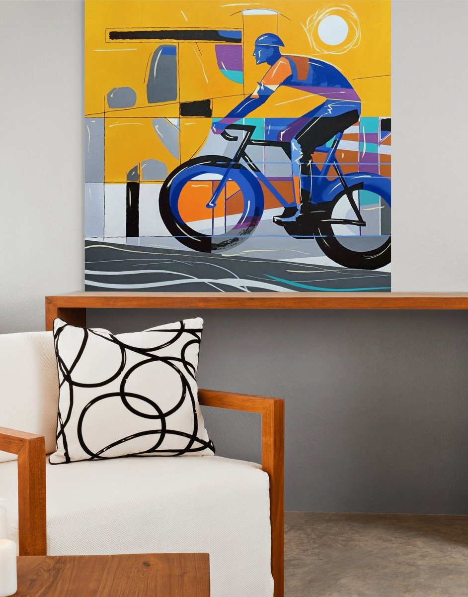 Abstract Portrait Acrylic Painting By Evgen Semenyuk, 39 X 39, Heading Up, Original Artwork