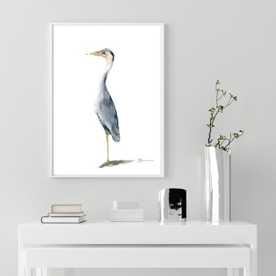 Lonely Heron (the second of 2)  -  Original Watercolor Painting