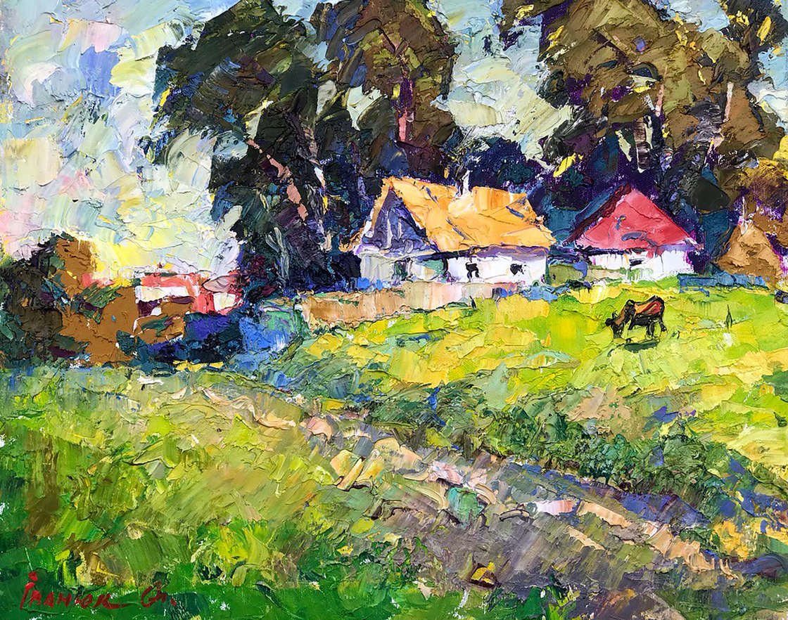 Oil painting the edge of the village Kalenyuk Оksаnа original picture painter la top