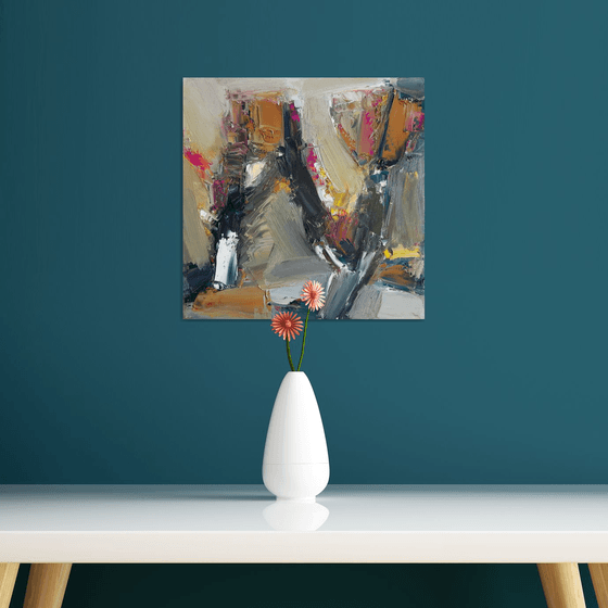 Abstract flowers (35x35cm, oil painting, palette knife)