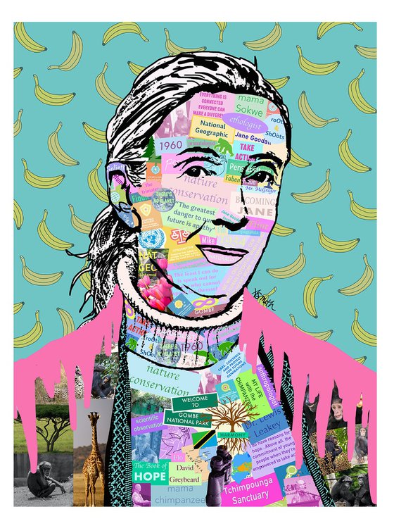 Jane Goodall "Trailblazer" limited edition pop art portrait