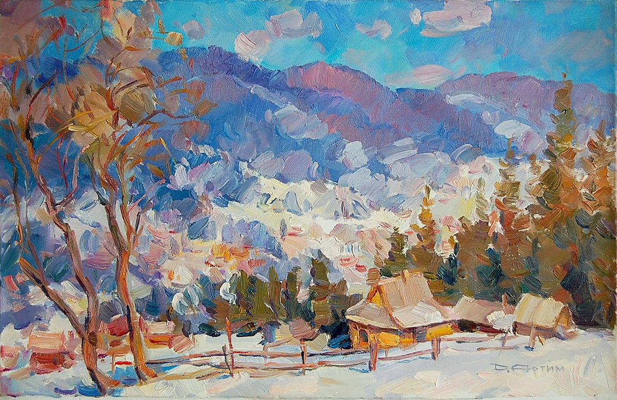 Impressionistic Landscape Oil Painting By Dmitry And Olga Artym, 24 X 16, Windy, Original Artwork