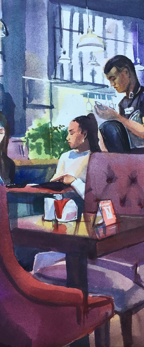 In the cafe by Natalia Veyner