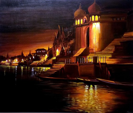 Varanasi Ghat at Silent Night