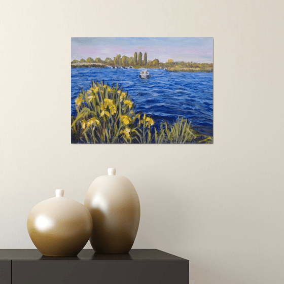Landscape with irises