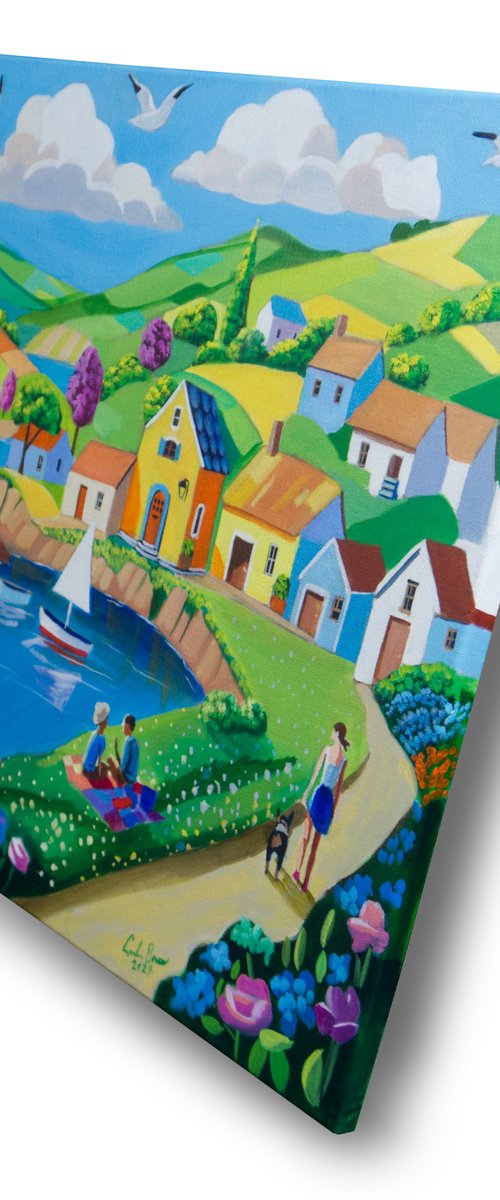 Whimsical Harbour Scene by Gordon Bruce