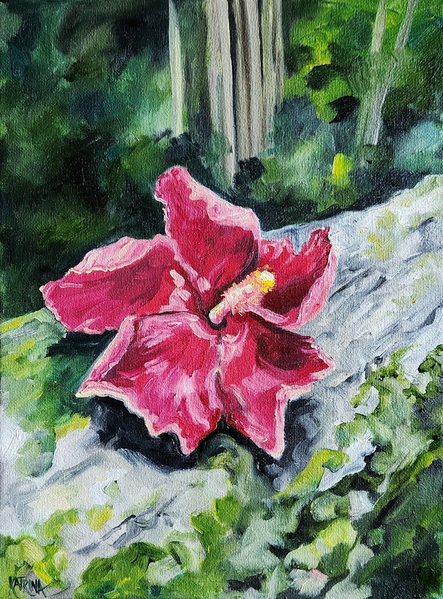 Impressionistic Botanical Oil Painting By Katrina Case, 9 X 12", Amapola, Original Artwork