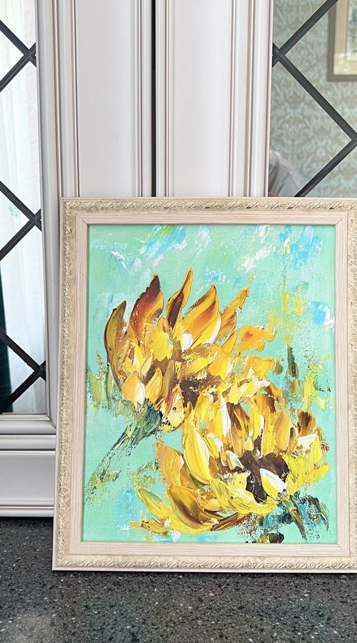 SUNFLOWER FLOWER frame art by Marina Skromova