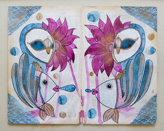 Twins Owl Painting