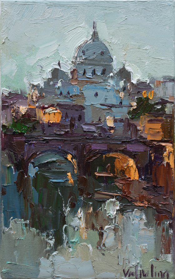 Rome, Italy - Original impasto landscape painting