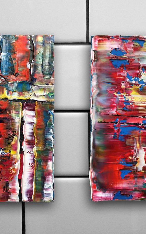 "Polarized Series" - Original Diptych PMS Abstract Oil Paintings On Canvas - 18" x 12" by Preston M. Smith (PMS)