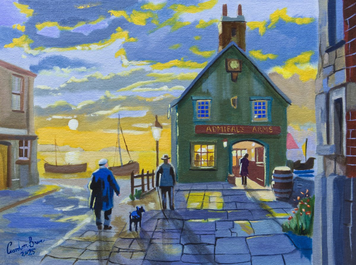 Impressionistic Landscape Oil Painting By Gordon Bruce, 16 X 12, Evening At The Admiral