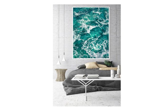 Silk Seas - Teal and white canvas seascape