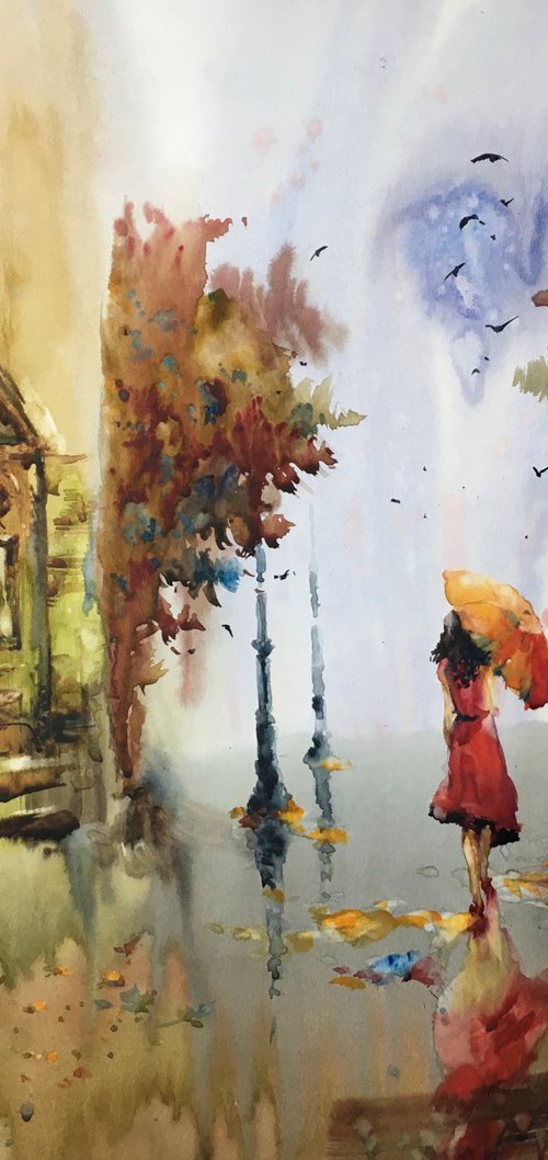 Sold Watercolor “Queen of Autumn” by Iulia Carchelan