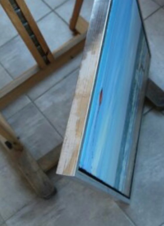 Triptych " Blåvand" Boy with a kite. .