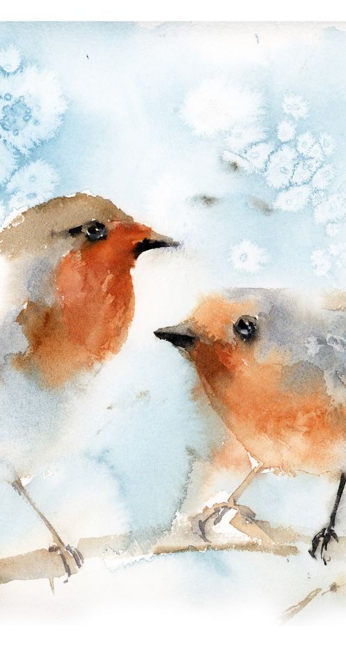 Robin Birds Couple by Sophie Rodionov