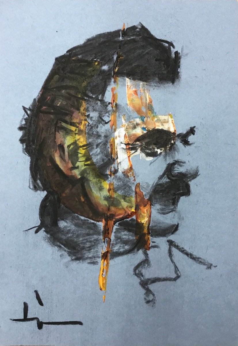 Expressive Charcoal Drawing , Tribute To John Coplans By Dominique Deve, 8 X 11, Artwork For Sale On Artfinder