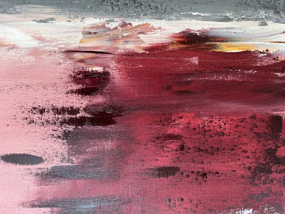 Pink White Gold. Gray Textured Abstract Art. REVITALIZING RAPTURE