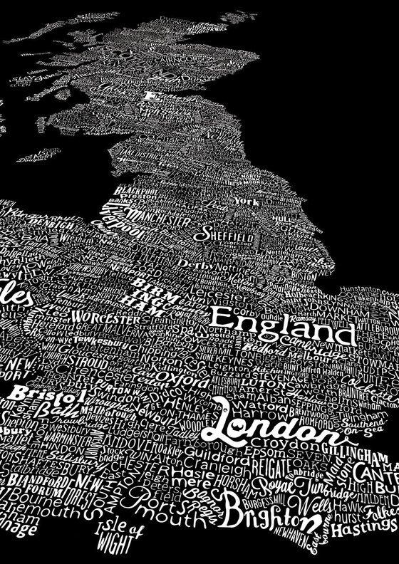 England Type Map (Black)