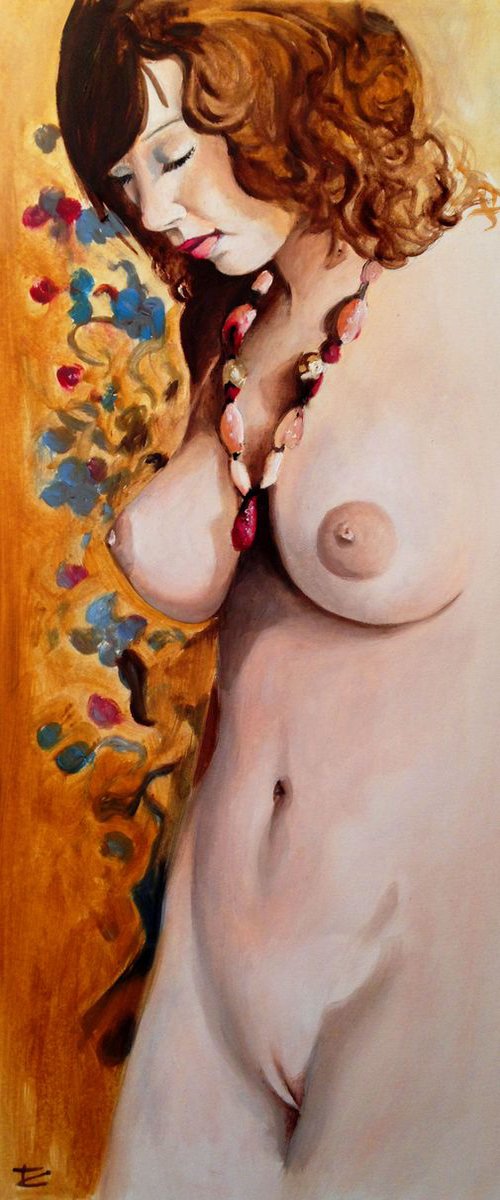 The yellow wallpaper- original oil on paper- 24 x 55 cm (9'x22') by Carlo Toma