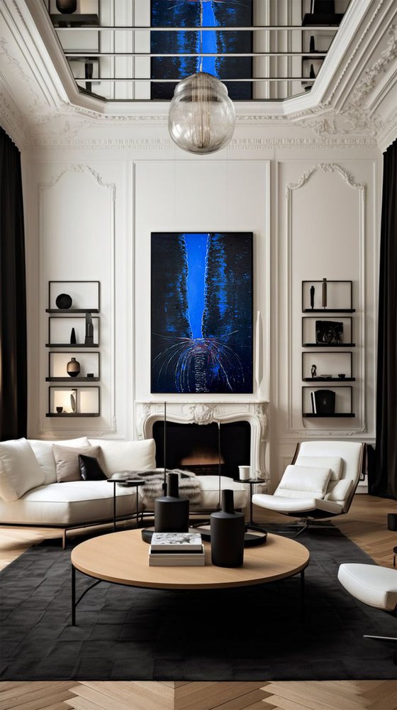 Forever — Blue-Black Resin Abstract, 150 cm
