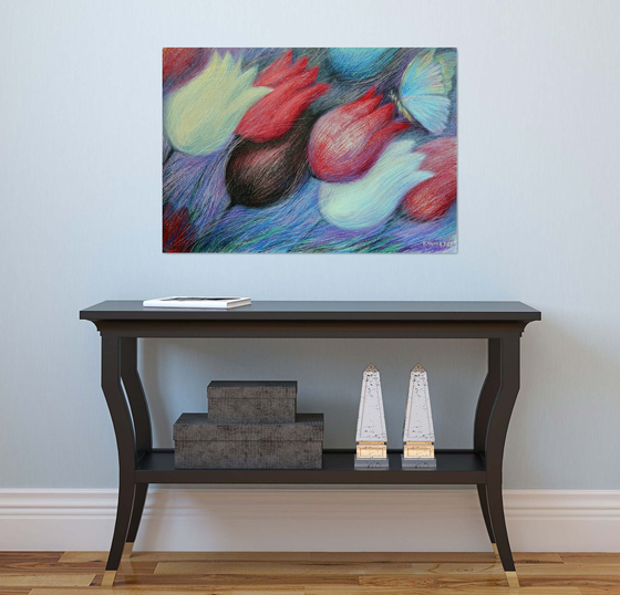 Tulips and Butterfly