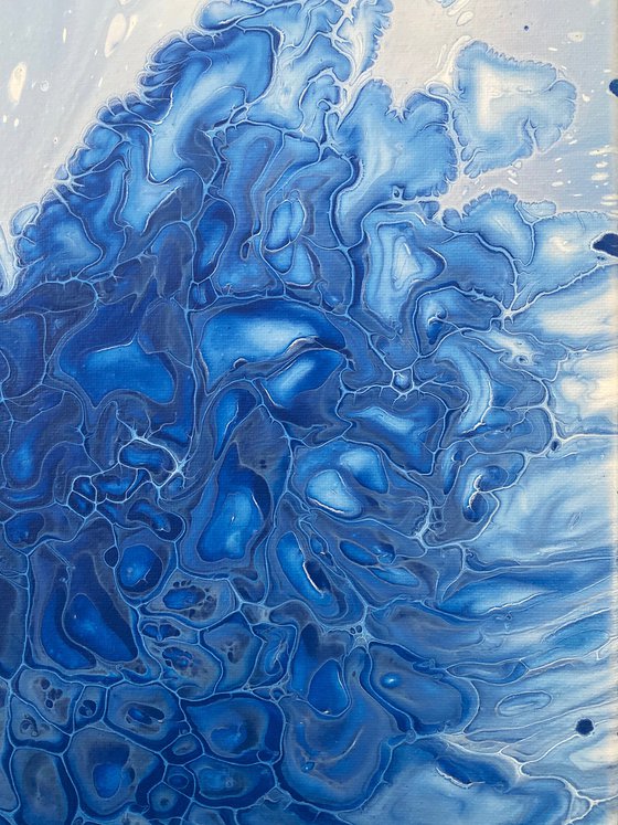 "Water Splitting" - Original Abstract PMS Fluid Acrylic Painting - 16 x 20 inches