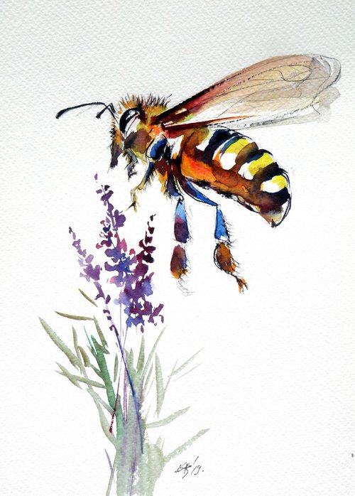 Bee with lavender by Kovács Anna Brigitta