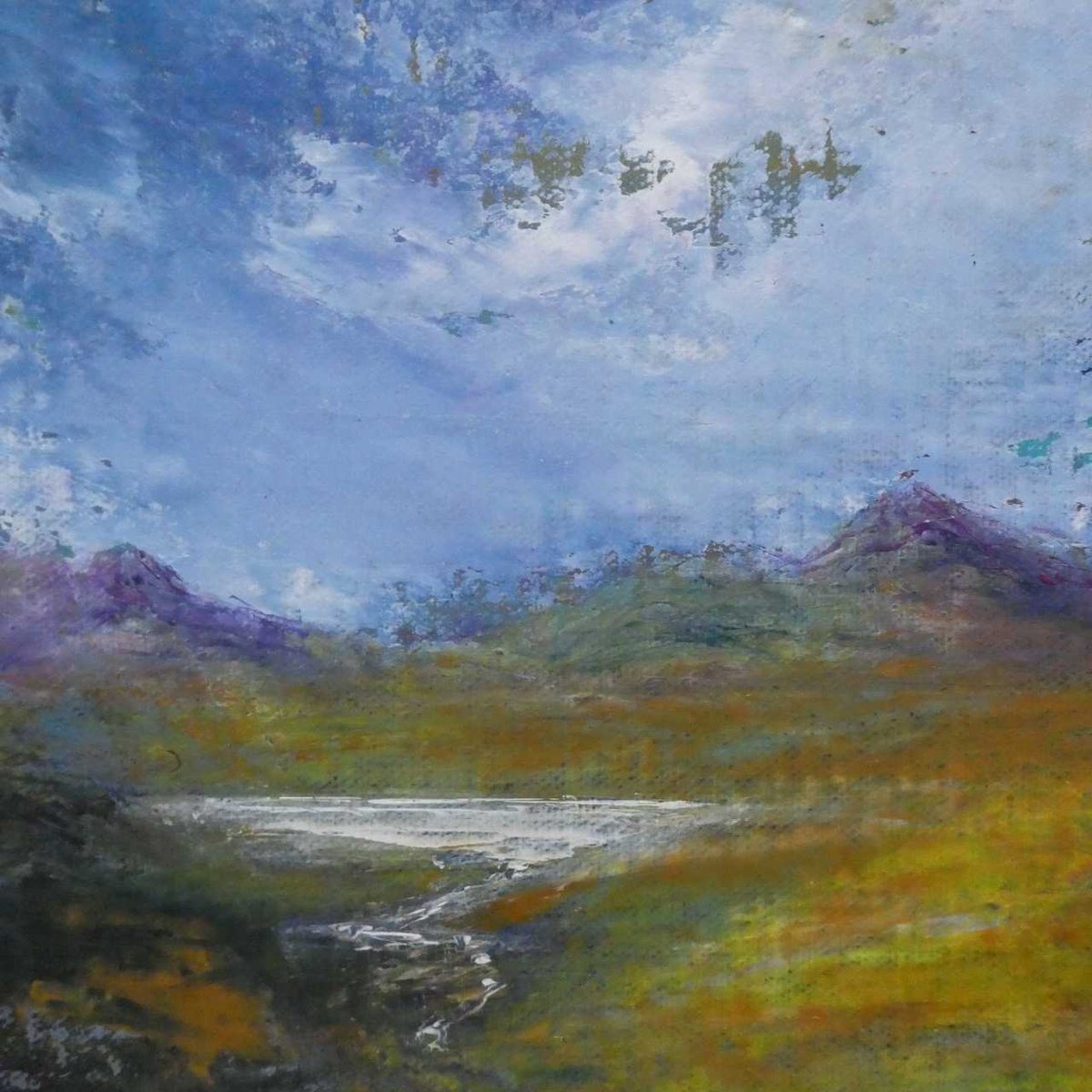 Impressionistic Landscape Acrylic Painting By Oconnart, 10 X 10", Corrie Of The Green Loch, Original Artwork