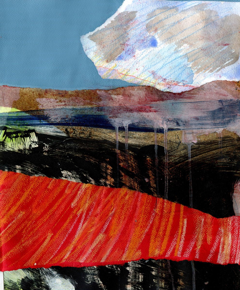 Abstract Collage By Elizabeth Anne Fox, 12 X 15, Ice Cloud, Original Artwork