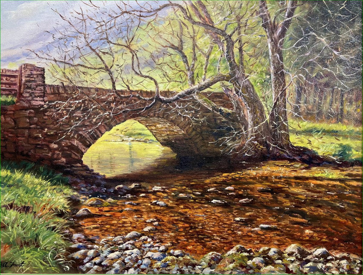 Illustrative Oil Painting , Bridge Over Glenridding Beck By Peter Frost, 28 X 22, Artwork For Sale On Artfinder