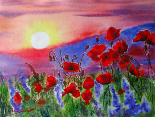 Red poppies by Elena Gaivoronskaia