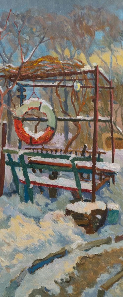 Arbour. Pavilion in the winter by Victor Onyshchenko